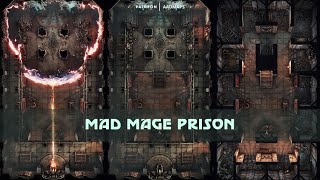 Fantasy Battlemaps  Mad Mage Dungeon PRISON Animated Battle Maps Preview [upl. by Ettesyl546]