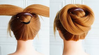 Juda Hairstyle With French Barrette Clip  Easy Bun Hairstyle For Long Hair [upl. by Ann859]