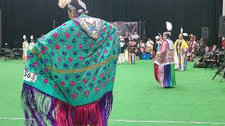 Four Bears Powwow 2024 Friday Night Live Jr Womens Fancy Shawl Contest [upl. by Seuqramed]