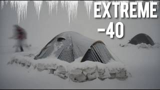 EXTREME Winter SNOW STORM 45C WINTER CAMPING WINTER STORM hits HOT tent FREEZING wind [upl. by Srednas]