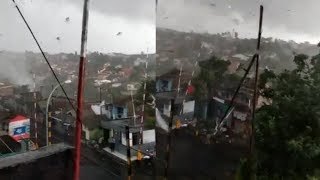 Video Angin Puting Beliung di Bogor Terbangkan Benda  Benda ke Langit [upl. by Rekrap]