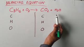 Balancing equation C8H16  O2  CO2H2O by inspection method [upl. by Glen836]