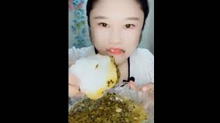 ASMR relaxing freezer frost ice eating with matcha and passion fruit [upl. by Lord184]