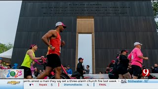 Ainsley Angels Kicking Off Oklahoma City Memorial Marathon [upl. by Nawtna]