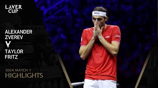 Alexander Zverev v Taylor Fritz Highlights  Laver Cup 2024 Match 7 [upl. by Gawain]