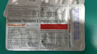 Aceclofenac Paracetamol and Serratiopeptidase Tablets Uses  Aldigesic SP Tablet [upl. by Sugna]