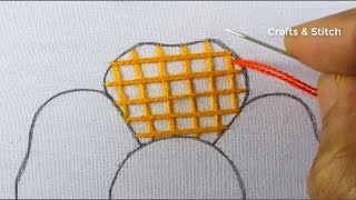 Modern flower hand embroidery design Very easy needle stitching fantastic flower embroidery tutorial [upl. by Anett43]