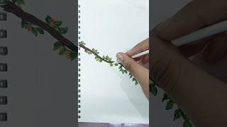 Graceful Tree with Vine Leaves shorts art drawing painting watercolor flowervirul fypシ゚ [upl. by Pump]