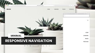 Minimal Responsive Navigation  HTML amp CSS [upl. by Ielhsa]