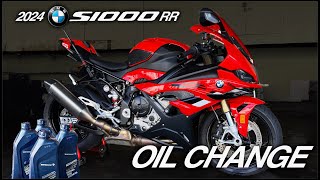 OIL CHANGE TUTORIAL ON 2024 BMW S1000RR [upl. by Lirpa]