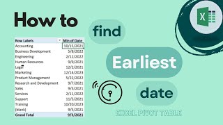 Excel Pivot Table How to Find the Earliest Date [upl. by Josephine]