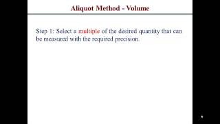 The Aliquot Method [upl. by Rosati]