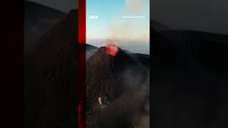 Mount Etna Europes most active volcano erupts into Sicilys night sky Volcano BBCNews [upl. by Loriner214]