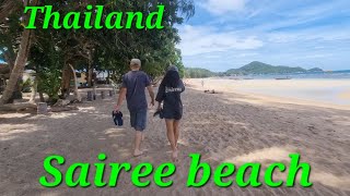 Sairee beach Thailand  Barefoot walking on the beach looking for restaurants to eat [upl. by Akselav]