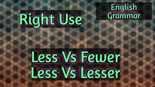 Use of Less Vs Fewer Less Vs Lesser । English for competitive exams । [upl. by Juetta980]