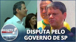 Tarcísio e Haddad concedem entrevistas após votarem em SP [upl. by Hsital]