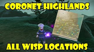 All Wisp locations in Coronet Highlands Map with markings Pokemon Legends Arceus [upl. by Letizia]