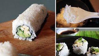 How to Make Vegan Sushi for BEGINNERS Vegan California Rolls  uramaki technique [upl. by Ladnar]