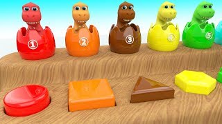 Learning Shapes amp Colors with Dinosaur Cartoon Color Surprise Eggs 3D Kids Toddler Educational Video [upl. by Limaa284]