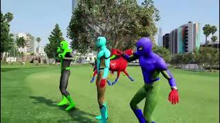 When rainbow spiderman dancing with horses color in gta intro mods [upl. by Zzabahs]