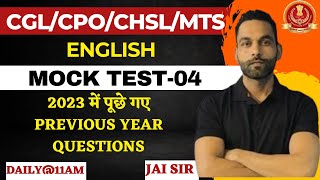 Mock test  04  FOR SSC CGL  CPO CHSL and MTS  by Jai Sir [upl. by Gawain]