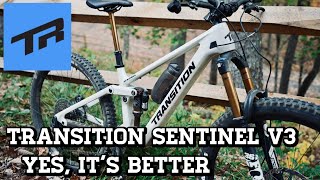 Transition Sentinel V3 Review  New Design Same AllMountain Fun [upl. by Annerb376]