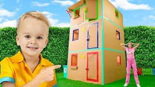 Giant Cardboard House  Funny Kids Adventures [upl. by Azriel]