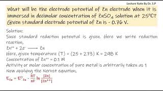 Numerical Problem Electrochemistry [upl. by Quillan]