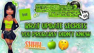 DRESS TO IMPRESS BRAT UPDATE SECRETS  THINGS YOU MISSED HOW TO GET THE NEW APPLE 🍏  roblox ♡ [upl. by Nassi]