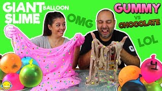 MAKING SLIME WITH GIANT BALLOONS GUMMY Slime vs CHOCOLATE SlimeTutorial SLIME gigante con globos [upl. by Reh449]