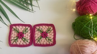 Çiçekli Kare Motif Yapımı 🌸 Beautiful Floral Crochet Motif Making [upl. by Morse]