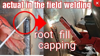 Actual in the field stick welding root fill capping [upl. by Hgieloj937]