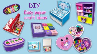 6 Easy Paper Crafts  Cute school supplies and organizers [upl. by Neukam]