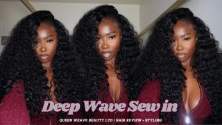 Deep Wave Flip Over Sew In  Blending with minimal leave out  Queen Weave Beauty [upl. by Kirby155]