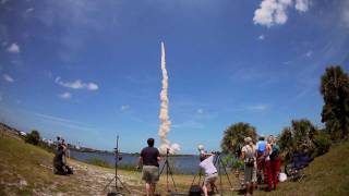 STS132  Extremely Loud Shuttle Launch from the Kennedy Space Center press site in HD [upl. by Alimrahs]