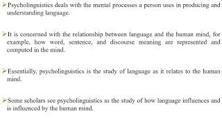 Psycholinguistics  Lesson 1  An Introduction [upl. by Arlynne]