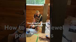 How To Anchor Newel Post On Stair carpenter carpentry woodworking youtube youtubeshorts [upl. by Eimorej]