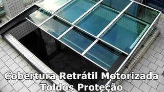 cobertura retráril motorizada toldos proteção [upl. by Ierbua4]