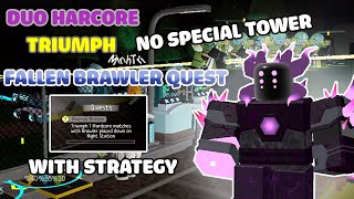 Full gameplay Duo hardcore TRIUMPH on Night Station Fallen Brawler quest  Roblox TDS [upl. by Goodhen]