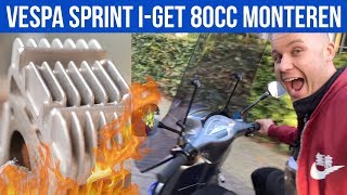 80CC CILINDER POLINI MONTEREN OP VESPA SPRINT IGET  VOL GAS MET JOEY [upl. by Alaehs]