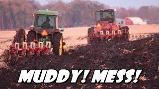 Trying to Fall Plow in the Snowy Muddy Mess With Some Green Red and Orange Tractors [upl. by Brenan472]