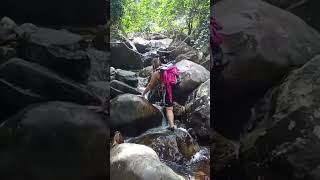 Struggling with big rocks Wong Lung Hang Stream waterfall hiking hike hikehongkong dayoff ofw [upl. by Yanahc]