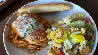 Copycat chicken Parm Olive Garden style recipe plus a side salad [upl. by Natsuj340]