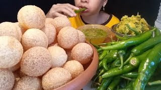 ASMR EATING SHOW PANI PURI GULGAPPA FUSKA CILI CHALLENGE [upl. by Zashin]