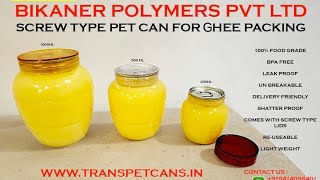 GHEE PET CANS  THREADED CAPS newpackaging packaging packaging ghee packing easyopenend [upl. by Gunar642]