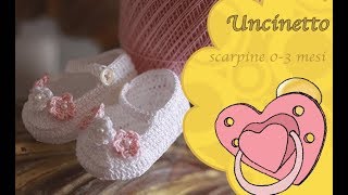 Uncinetto bimbi scarpina ballerina 03 mesiHow to do shoes dancer 03 months [upl. by Urba]