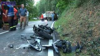 13072010  Haag L 595  Schwerer Motorradunfall  Bike in Flammen aufgegangen [upl. by Grey]