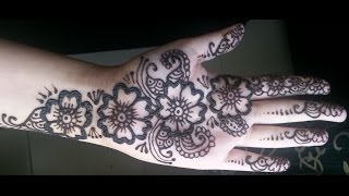 Simple Floral Henna  Arabic fusion style mehndi design video [upl. by Rikki]