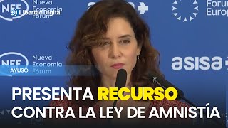 Ayuso presenta ya su recurso ante el TC contra la ley de Amnistía [upl. by Mahalia]