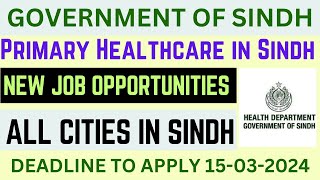 Government of Sindh Healthcare Jobs 2024  Primary Healthcare in Sindh jobs 2024  Government jobs [upl. by Adnohsirk]